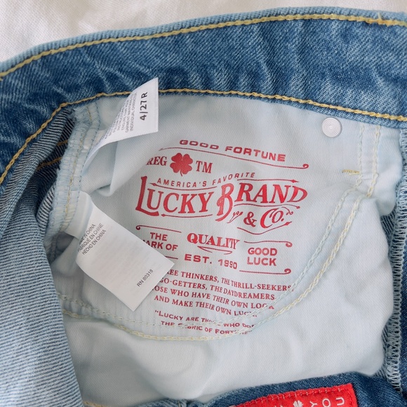 Lucky Brand Patchwork Jeans Size 27 Boy Mid Rise Relaxed Straight Boyfriend - Picture 11 of 16